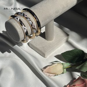 بنگل میناکاری سه رنگ با طراحی هندسی