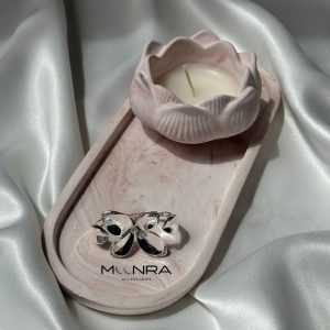 انگشتر دو انگشتی گل نقره‌ای MOONRA